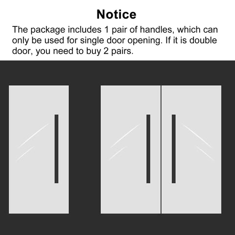 Diagram showing single and double door setups for Customizable Wooden Front Door Pull Handle With Sliding Hardware