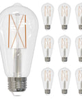 Pack Of 10 Filament LED Bulbs 8.5W ST18 2700K Warm White Dimmable Long Life For Vintage Decor Clear Glass Look Vintage Vibe