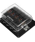 10 Way RV Blade Fuse Block With Bright LED Indicator DC Junction Box Supplying 100 Amp Kickass Protection Cover for Trucks