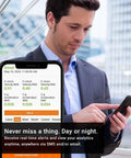 User monitoring analytics on smartphone, showcasing Rugged Wireless LoRaWAN Smoke And Heat Detector With No Fuss Setup And Marathon Battery Life Featuring Slick Cloud Monitoring For Heavy Duty Commercial Sites.