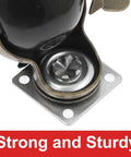 Smooth As Silk Vintage Caster Wheels With Locking Brake Set Of 4 Includes Mounting Hardware close-up of sturdy swivel caster with mounting plate.