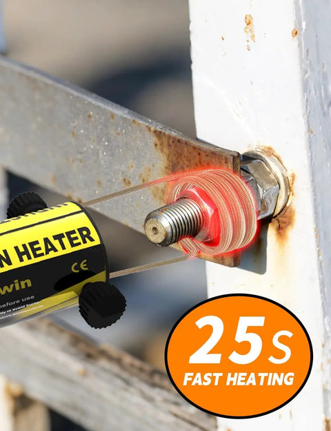 Induction Heat Tool For Rusty Bolt And Screw Removal No Sweat 1200W 110V with coil heating a rusted bolt on metal frame.