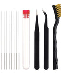 3D Printer Nozzle Cleaning Kit 13 Piece Set With 0.4mm Cleaning Needles, Precision Tweezers, And Copper Wire Brush for quick maintenance