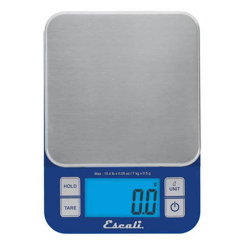 Nutro Digital Food Scale For Real Precise Weighing And Portion Control, black scale on blue background with stainless steel platform