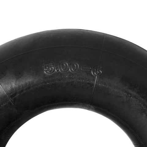 Close-up of 12x5.00-6 Inner Tube With Bent Valve Stem For Electric ATV Dirt Quad Go Kart And Lawn Mower Replacement Beefy Heavy Duty Tubes