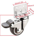 Set Of 4 L Shaped Silent Swivel Casters With 360 Degree Rotation And TPE Rubber Wheels For Furniture dimensions illustration