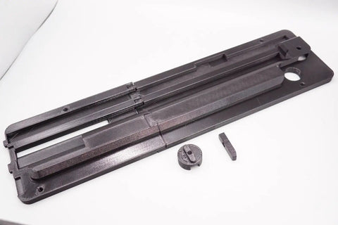 Throat Plate Insert With Zero Clearance For Skil TS6307 Table Saw Delivers Cleaner Cuts And Reduced Tearout With Precise Fit, fasteners visible.
