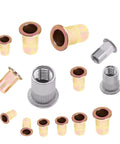 The Ultimate 900 Piece Rivet Nut Setter Gun Kit With Heavy Duty Thread Setting Tool For Easy Rivnut Installation And Fastener Repair Jobs That Are Totally Rad And Super Durable. Assorted rivet nuts in gold and silver