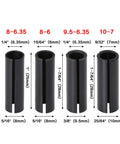 Heavy Duty Adapter Collet Shank For Engraving Machine Router Bits Wood Cutter Tool With Anti Kickback Design showing sizes and dimensions.
