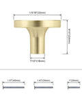 Gold cabinet knob with dimensions for reference, 33mm width, shown with screws. 12 Pack White Cabinet Knobs For Kitchen Cabinets And Dresser Drawers Drawer Pulls Easy Install Replacement Hardware Durable Smooth Finish Premium Quality Knobs For Home Renovation For Home Improvement.