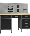 Heavy Duty Workbench With Four Wall Panels And 63 Inch Garage Workshop Table Built To Last Steel Tool Storage Organizer With Six Ball Bearing Drawers And Locking Cabinet For Repairs And DIY Projects