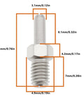 Close-up of 12 Pack M5 Bicycle Chain Breaker Replacement Pin 4.9x3.1x19.3mm with dimensions labeled