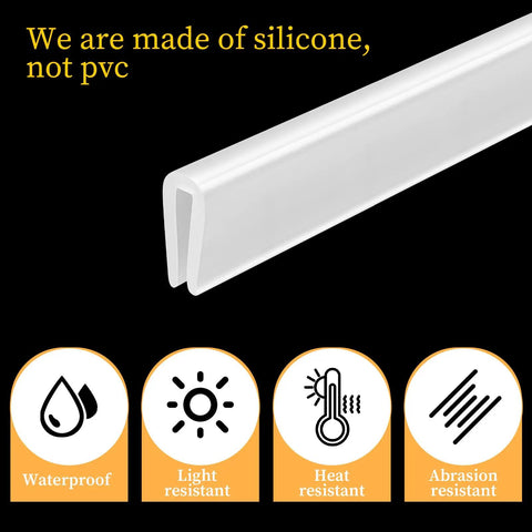 Genuine Clear U Channel Edge Trim Runs A Solid 13 Feet Long With Bendy Construction, showcasing silicone material and durability details.