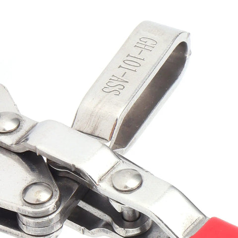 Toggle Clamp With Quick Release, Heavy Duty Stainless Steel Hand Tool For Welding Machining And Fixture Clamping, 60kg Holding Capacity, One Hand Operation close-up stainless steel lever