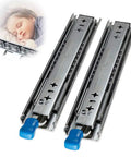 Heavy Duty Full Extension Ball Bearing Drawer Slides With Lock 52 Inch Steel Cabinet Runners pair showing blue detent locks.
