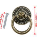 Antique Bronze Ring Drawer Pulls 4 Piece Set With Screws For Dressers Chests Vanity Cabinets Jewelry Boxes Ring Size 35 By 25 Millimeters
