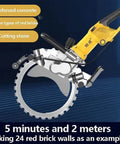 Heavy Hitter 5000W Electric Circular Saw Wall Chaser with 29 Cm Cutting Depth, cutting through reinforced concrete and brick.