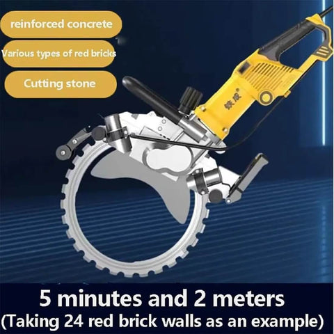 Heavy Hitter 5000W Electric Circular Saw Wall Chaser with 29 Cm Cutting Depth, cutting through reinforced concrete and brick.