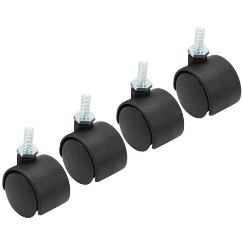 4 Pack 1 Inch Swivel Caster Wheels With M6 Threaded Stem Heavy Duty Nylon For Furniture Tables Cabinets Shelves