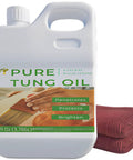 128 Oz Pure Tung Oil For Wood Finishing And Sealing Waterproof And Food Safe Go To Pro Grade Favorite bottle next to cloth