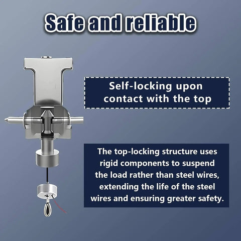 Heavy Duty Electric Chandelier Hoist Lifter System With 19.69ft Stroke showing self-locking mechanism for load safety.