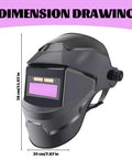 Solar Powered Auto Darkening Welding Helmet With LCD Lens, Lightweight 8x11 Inch Welder Mask dimensions illustration