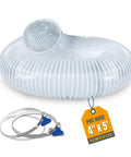 4 Inch Left Spiral Transparent Dust Collection Hose 5 Ft With Two Key Hose Clamps for woodworking, clear flexible hose