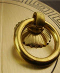 Brass Cabinet Knobs And Cupboard Handles Set For Kitchen Cabinets, Drawer And Door Hardware, Double Opening Copper Knobs With 3.8 Cm Hole Spacing, Vintage Look That Feels Top Notch And Practical, close-up view showing vintage brass design on wooden surface.