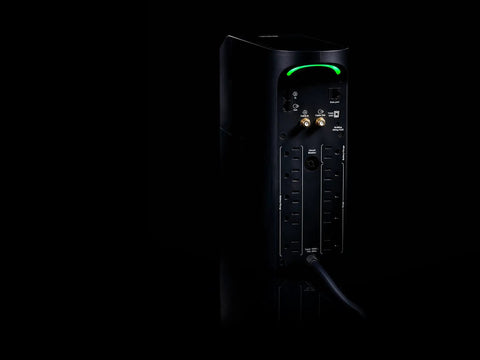 Rear view of Game Ready 1500VA 900W Uninterruptible Power Supply With Battery Backup And Surge Protection, 10 Outlets, LCD Screen