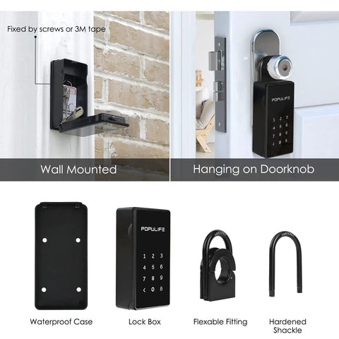Outdoor Key Lock Box With Digital Lock IP66 Waterproof Safe For House Keys Car Keys And Personal Items Large Storage