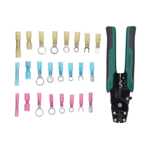 Top Tier PVC Insulated Ferrule Crimping Tool Kit For Electrical Wire Connections AWG 22-10 With Heavy Duty Butt Connectors, crimper and terminals