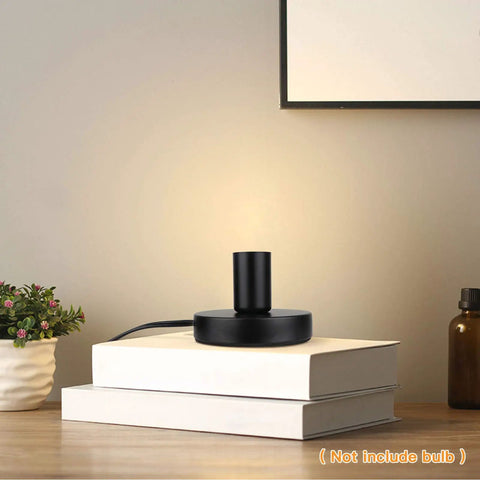 Industrial Table Lamp Base Only No Shade Included With E26 E27 Socket Metal Edison Style Stand 5.8Ft Cord With Switch Black Finish UL Listed