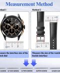 Illustration showing measurement methods for Heavy Duty Watch Band Pins Kit With 20 Spring Bars And Cleaning Cloth Pro Grade Replacement Pins And Link Removal Tool Includes Single And Double Ended Pin Punches For 16mm To 24mm Straps.