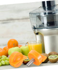 Locking Squeezer Screw for Citrus Juicer Replacement Part shown with fruits and juice extractor, durable, lightweight.