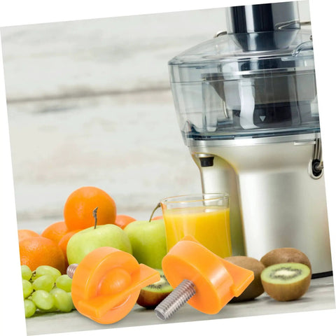 Locking Squeezer Screw for Citrus Juicer Replacement Part shown with fruits and juice extractor, durable, lightweight.