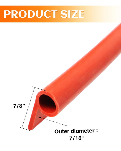 Close-up of Zorqon silicone P-gasket seal tube, red, hollow with outer diameter 7/16 in