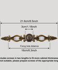 Vintage Bronze Patina Finish Cabinet Hardware Set Of 10 6.3 Inch Post Spacing Retro Flower Pattern Bar Pull with measurements