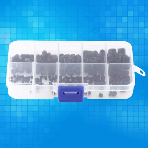 Knockout 220 Piece Set Screw Kit Featuring Heavy Duty Hex Socket Head Grub Screws With Rock Solid 12.9 Alloy Steel Cup Points And A Neat Storage Box For Smooth No Sweat Builds