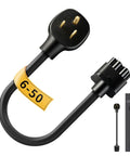 Heavy Duty Nema 6 50 Adapter For Tesla Gen 2 Mobile Connector 240V 32A Ev Charger Plug with prong and connector details.