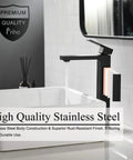 Single Handle Matte Black Tall Vessel Sink Faucet For Modern Vanity Basins With Drain Pop Up Stainless Steel