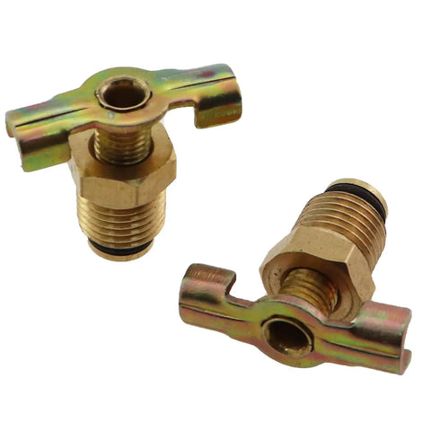 Two Pack One Quarter Inch Brass Air Compressor Drain Valves With Butterfly Disc Style Pro Grade Heavy Duty Workhorse