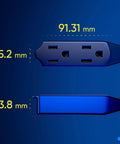 Dimensions of the 25 Ft 360 Degree Rotating Flat Plug Extension Cord With Three Outlets Heavy Duty 16 AWG Grounded Wire UL Certified Black