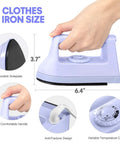 Portable Mini Iron For Crafting And Quilting Projects Compact Electric Heat Press Machine With Fast Heating Function Perfect For Travel Lightweight sewing supplies showing size dimensions and handle details.