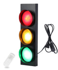 Traffic Light Wall Lamp With Remote Control featuring red, yellow, green lights and a black frame for kids room decor