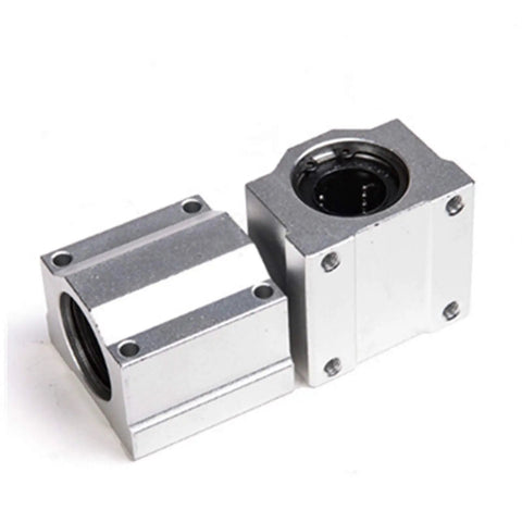 Five Pack Pro Grade SCS16UU Linear Motion Bearing Slides For CNC Parts And 3D Printer Parts, Model SCS16UU, Drop In Guide Rails, High Precision Bearings For Smooth, Quiet, Reliable Motion In Projects. two SCS16UU aluminum linear bearing blocks
