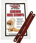 Burgundy Latigo Leather Heel Straps For Spurs That Keep Spurs In Place displayed with packaging