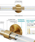 Gold Wall Sconce With Clear Glass, Modern Vanity Lighting Up And Down Indoor Wall Lights, durable metal detail view