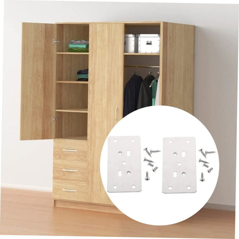 Cabinet with highlighted Six Piece Cabinet Hinge Repair Plates Kit With Screws Durable Furniture Fixing Plates for hinge repair