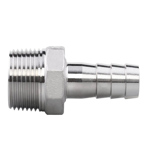 304 Stainless Steel Three Quarters Inch Hose Barb To One Inch NPT Male Pipe Fittings Set Of 2 For Home Brew Hoses And Valves