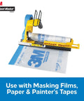 Hand Masker Tape Dispenser For Painter Film And Paper One Pass Application with masking films, tape, and dispenser unit.